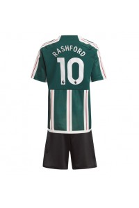 Manchester United Marcus Rashford #10 Babyklær Borte Fotballdrakt til barn 2023-24 Korte ermer (+ Korte bukser)